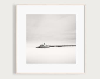 Impression Dun Laoghaire | Photographie noir et blanc d&#39;art | Paysage irlandais | Dublin Irlande Art | Photo de voyage | Décoration murale irlandaise