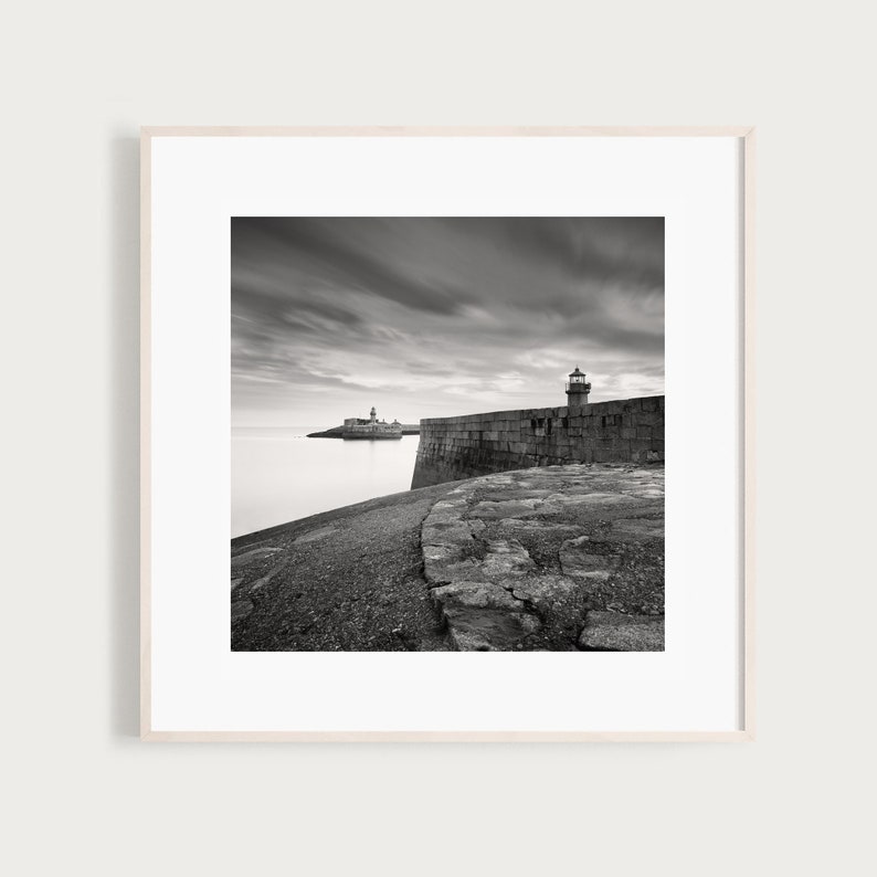 Dun Laoghaire Print Fine Art Black and White Photography Irish Landscape Print Dublin Ireland Art Travel Photo Irish Wall Decor image 1