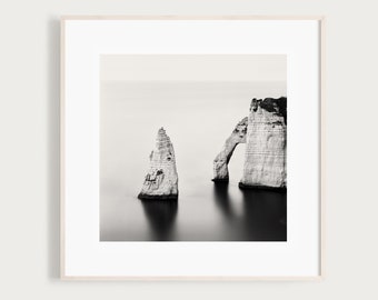 Etretat Normandy Black and White Photography | Coastal France Art