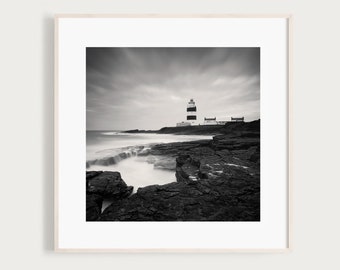 Irish Landscape Print | Fine Art Black and White Photo | Hook Lighthouse | Dublin Ireland Art | Travel Photo | Irish Wall Decor | Dublin Art