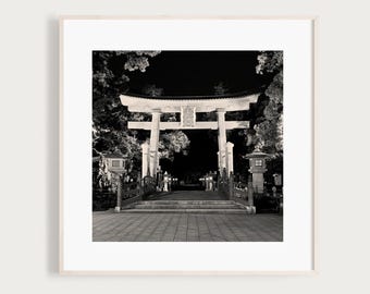 Japan Black and White Photography | Torii Gate | Japanese Art Print | Night Photo | Photography Print | Japan Art | Travel Photo | Shinto