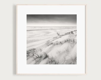 Impression de plage Brittas | Photographie noir et blanc d&#39;art | Paysage irlandais | Dublin Irlande Art | Photo de voyage | Décoration murale irlandaise