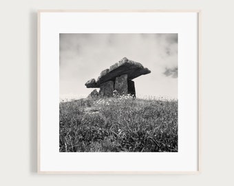 Irish Landscape Print | Poulnabrone Dolmen | Fine Art Black and White Photography |  | Dublin Ireland Art | Travel Photo | Irish Wall Decor