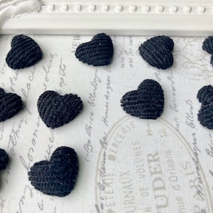 Velvet Heart Magnets or Pushpins, Black Magnets, Black Heart Magnets or Pushpins, Wedding Magnets or Pushpins, Valentine’s Magnets