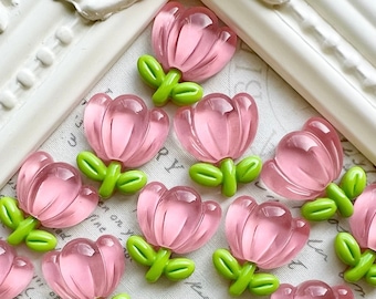 Tulip Magnets, Pink Tulip Magnets, Pastel Tulip Magnets, White Tulip Magnets, Button Magnets, Very Strong Magnets, Flower Magnets, Spring Ma