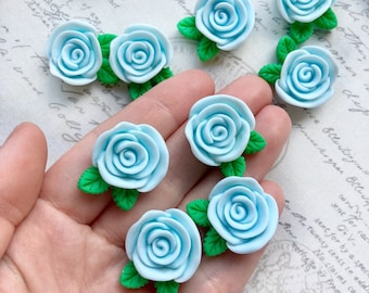 Blue Flower Magnets or Pushpins, Magnets, Pushpins, Blue Flower Magnets, Flower Magnets or Pushpins, Wedding Favors, Blue Rose Magnets