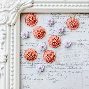 Pale Pink Magnets or Pushpins, White Magnets or Pushpins, Pink Flower Magnets or Pushpins, Floral Magnets, Fridge Magnets, Floral Pushp