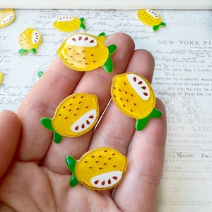 Lemon Magnets, Fruit Magnets, Citrus Magnets, Yellow Magnets, Magnets, Pushpins, Fridge Magnets, Food Magnets
