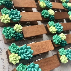 Succulent Clothespin Magnets, Wood Clothespin Magnets, Cactus Clothespin Magnets, Magnets for boards, Succulent Magnets, Wedding Favors image 2