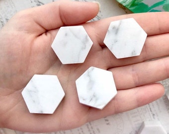 Italian Marble Magnets, Carrara White Marble Magnets, Marble Hexagon Magnets, Magnet Set, Gray Marble Hexagon Set, Wedding Favors