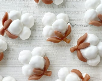 Cotton Stem Magnets or Pushpins, Magnets, Pushpins, White Flower Magnets, Flower Magnets or Pushpins, Wedding Favors, Ivory Magnets