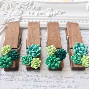 Succulent Clothespin Magnets, Wood Clothespin Magnets, Cactus Clothespin Magnets, Magnets for boards, Succulent Magnets, Wedding Favors image 5