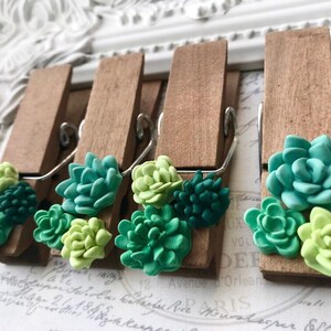 Succulent Clothespin Magnets, Wood Clothespin Magnets, Cactus Clothespin Magnets, Magnets for boards, Succulent Magnets, Wedding Favors image 9