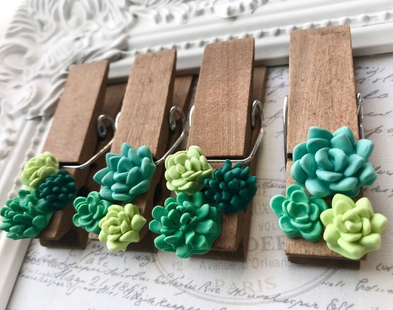 Succulent Clothespin Magnets, Wood Clothespin Magnets, Cactus Clothespin Magnets, Magnets for boards, Succulent Magnets, Wedding Favors image 9