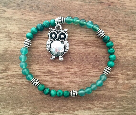 Green Owl Charm Bracelet
