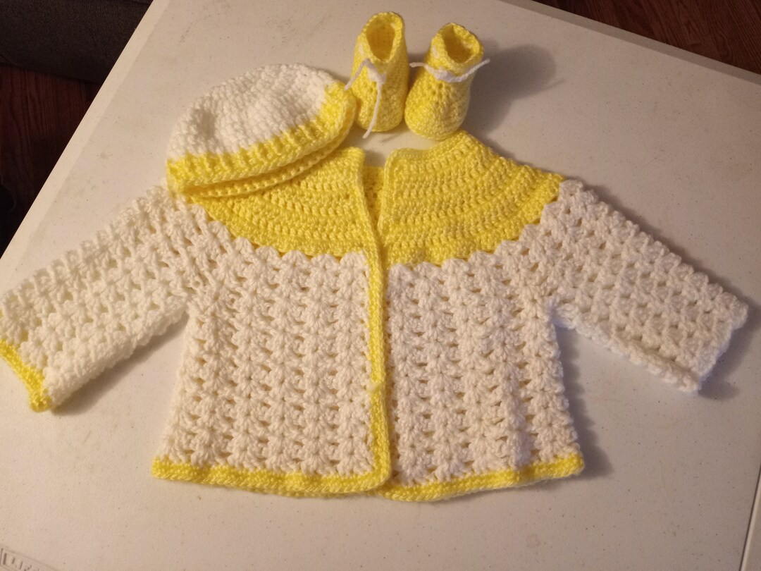 Crochet Baby Sweater Set Etsy