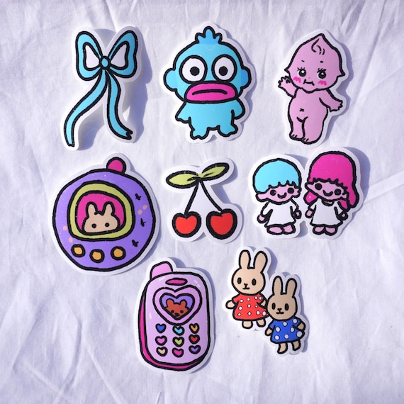 Loot Drop Sticker Pack, hangyodon, Kewpie, Flip Phone, Tamagotchi, Little Twin Stars, Calico Critters, Trinkets, Cute Charms, Nostalgia
