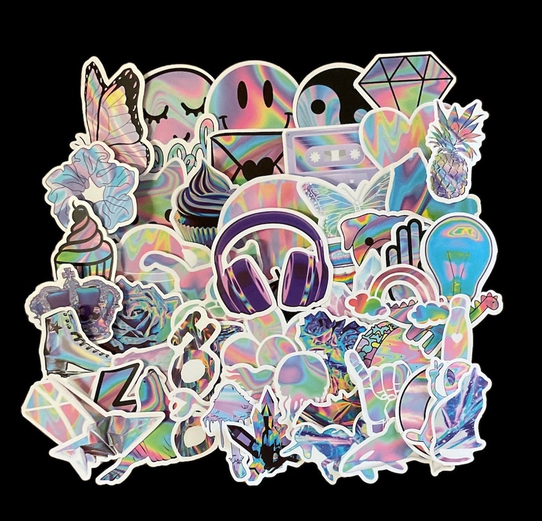 50 PCS Holographic Stickers: Matte Vinyl Decal Pack - Etsy
