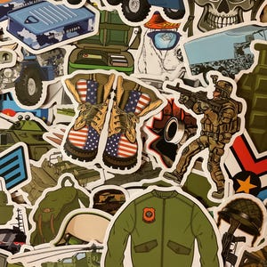 50 PCS Military Sticker Pack, Airplane Stickers, Tank Stickers, Laptop Stickers, Patriotic Sticker, Military Gift, Soldier Stickers