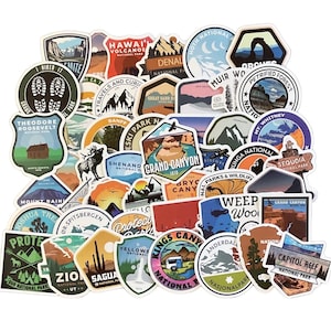50 PCS National Park Sticker Pack/Nature Stickers/Laptop Stickers/Scrapbook Stickers/Travel Stickers/Outdoor Sickers/Camping Stickers