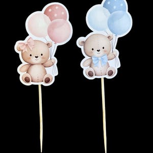Teddy Bear Cupcake Toppers: Baby Shower Decorations, First Birthday (12 PCS)