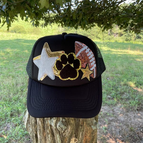Trucker hat for women football patch etsy