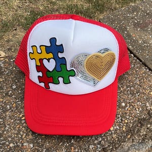 Autism Awareness Trucker Hat, Hat With Patches, Autism Puzzle Cap, Autism Gift, Trendy Trucker Hat, Autism Mom Gift, Autism Love Gift