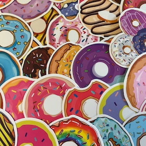 50 PCS Doughnut Sticker Pack, Scrapbook Stickers, Food Stickers, Waterbottle Stickers, Laptop Stickers, Doughnut Party Favors, Kids Stickers