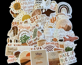 Boho Sticker Pack – Motivational Quotes, Nature Designs (50 PCS)