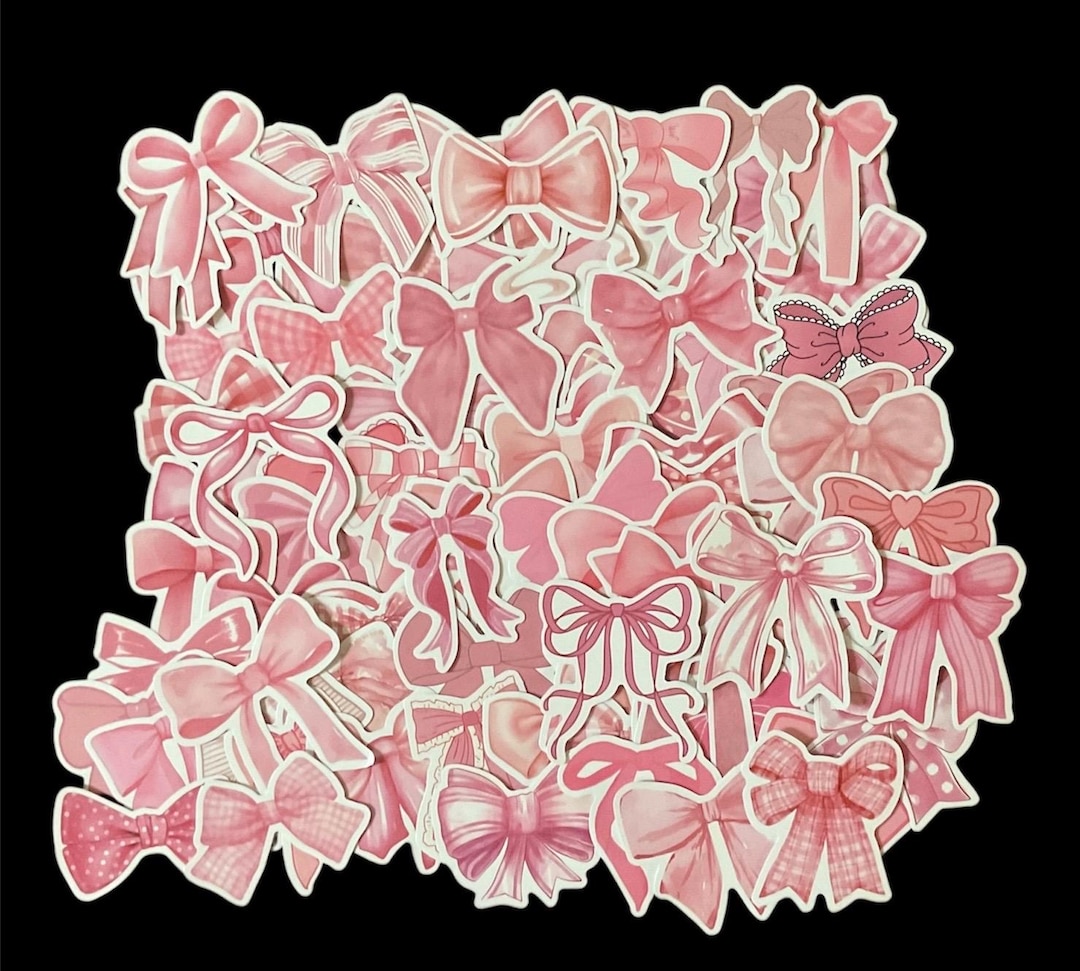Pink Ribbon Sticker Pack (50 PCS): Scrapbook, Laptop, Party Favors - Etsy