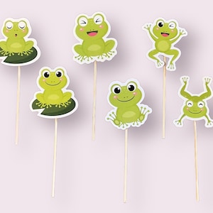 12 PCS Frog Cupcake Topper, Frog Birthday Decor, Frog Lover, Frog Party Supplies, Frog Theme, Frog Cake, Baby Shower, Rainforest Party