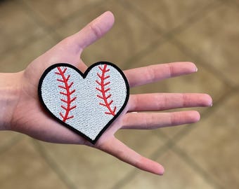 Heart Baseball Iron On Patch: DIY Applique, Trucker Hat Patch