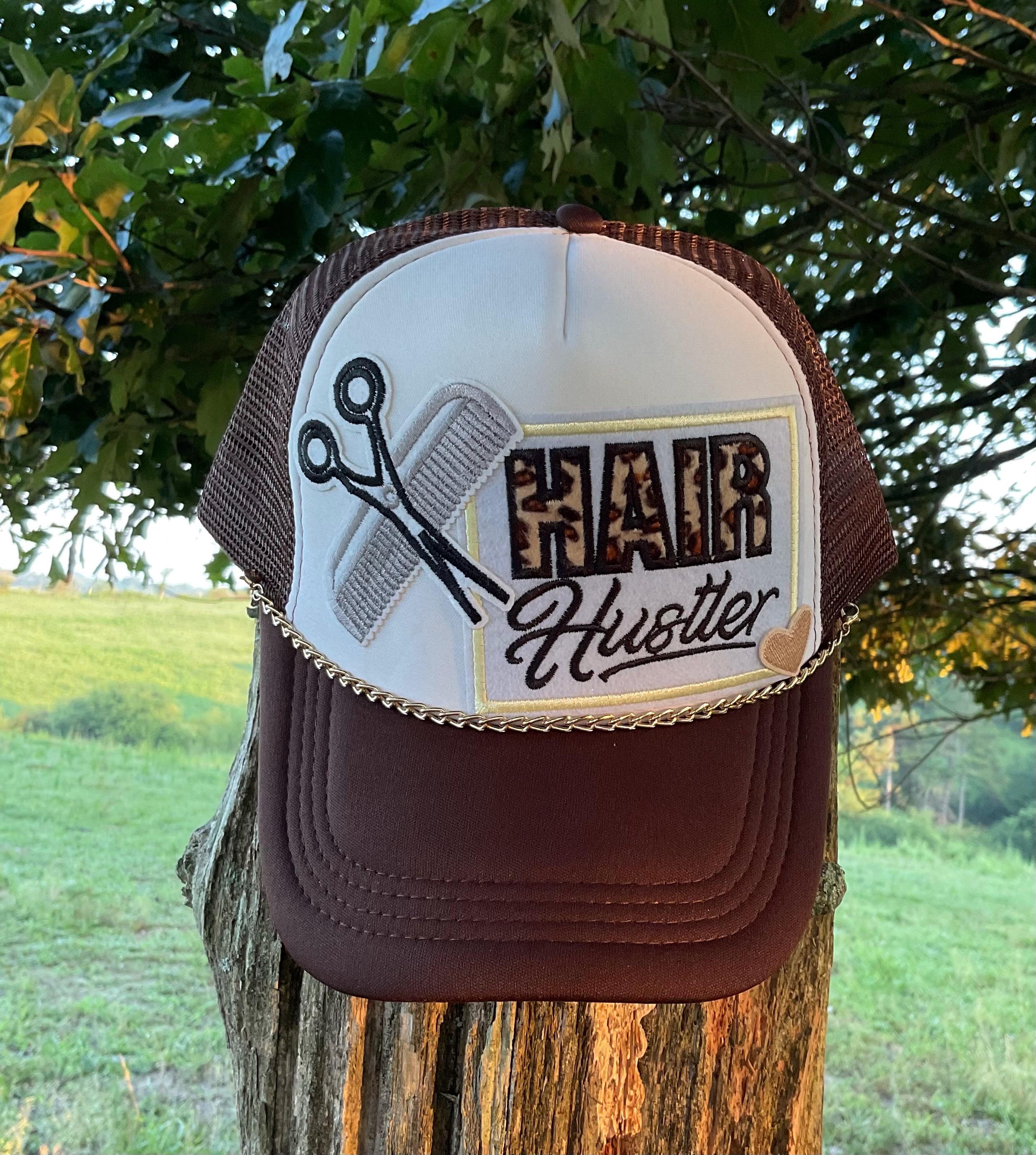 Hair Hustler Trucker Hat: Hairdresser Gift, Trendy Patch Cap  display picture 2