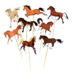 Horse Cupcake Toppers: Equestrian Birthday Party Decorations, Set of 12