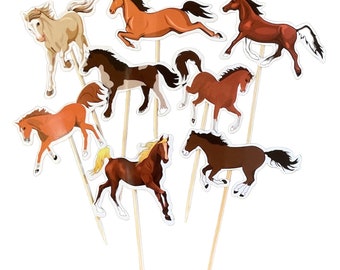 Horse Cupcake Toppers: Equestrian Birthday Party Decorations, Set of 12