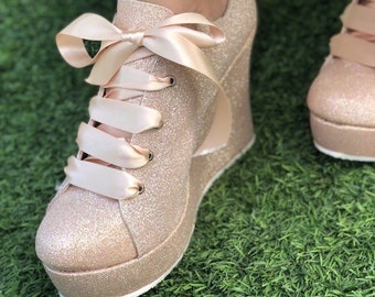 bridal sneaker wedges