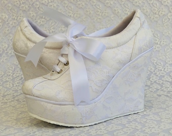 white wedge sneakers wedding