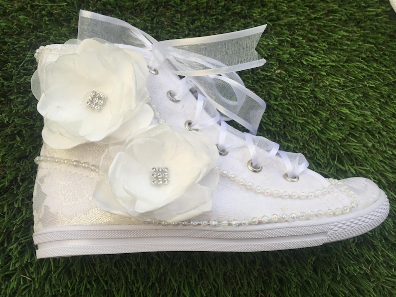 Bridal Sneakers Bridal Shoes Bridal Tennis Shoes Lace Etsy
