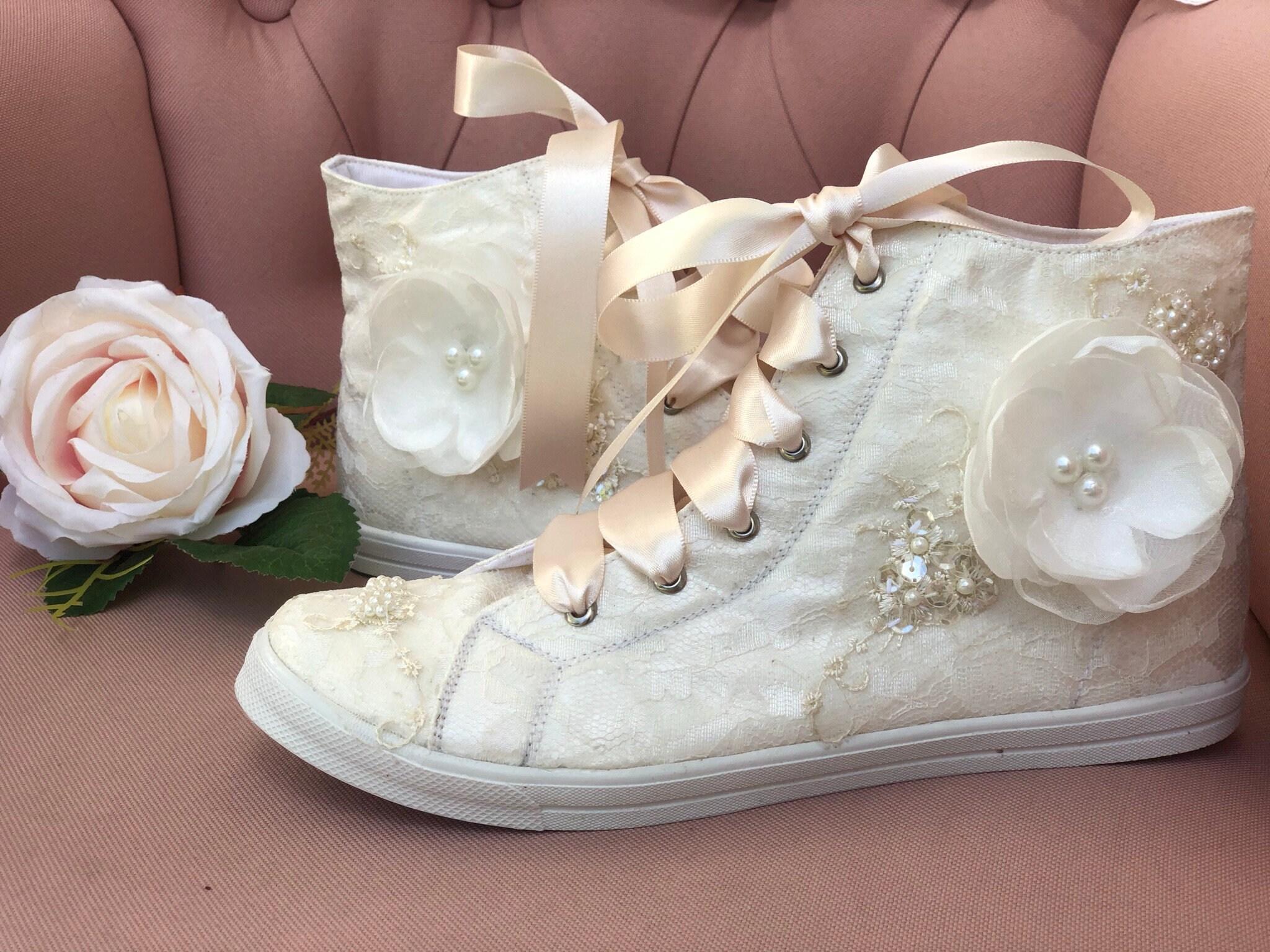 Eerste communie schoenen voor meisjes bruidssneakers voor - Etsy België