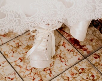 Zapatos de cuña con encaje para boda: Zapatos de plataforma para