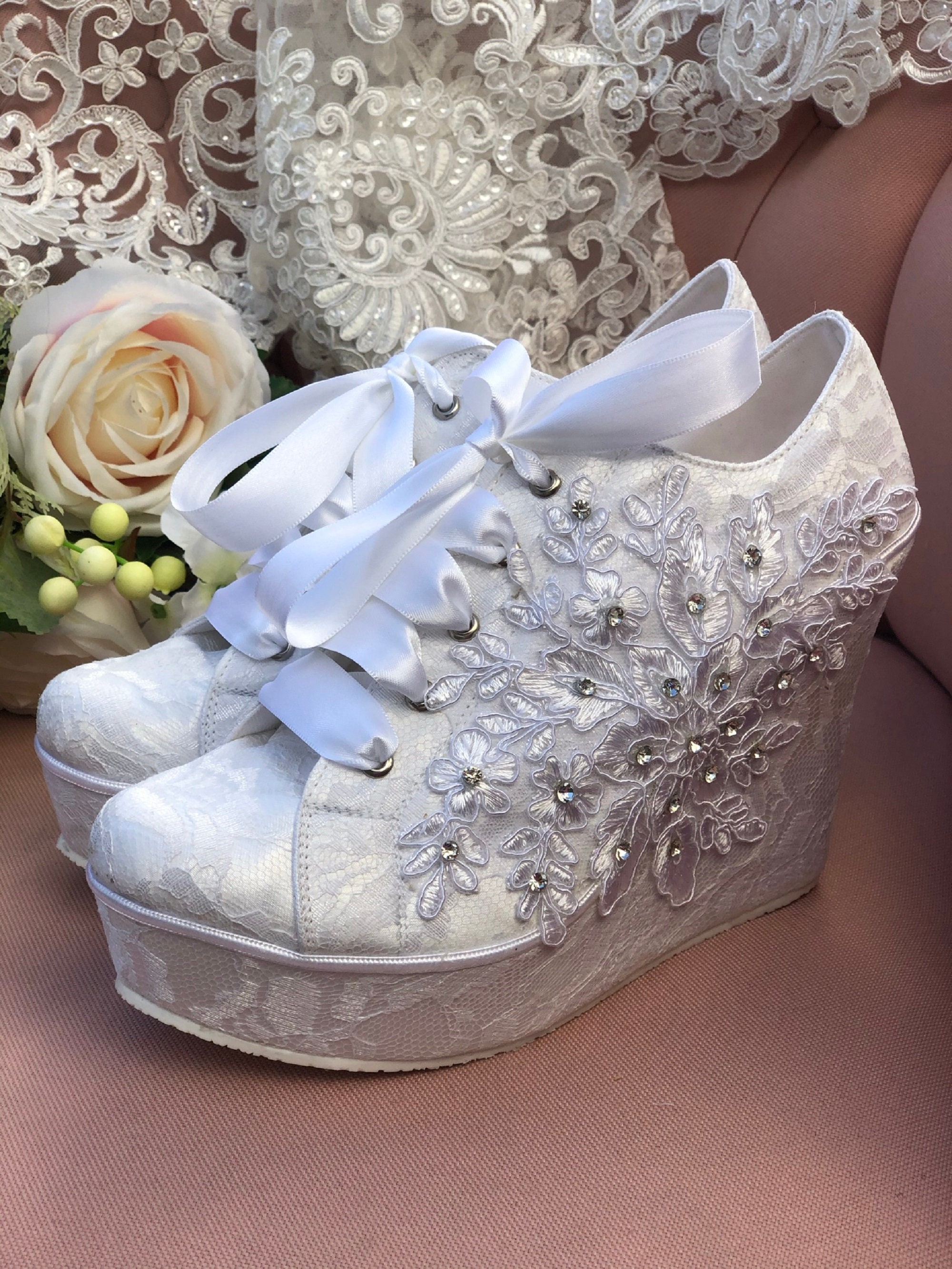 White wedding shoes lace, bridal lace shoes, comfy wedding shoes for …