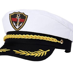 Cotton Yacht Boat Ship Sailor, Anchor Embroidered, Costume, halloween,Adjustable, Pool Party, Rave Attire,Bachelorette,Pridewhite or Black image 1