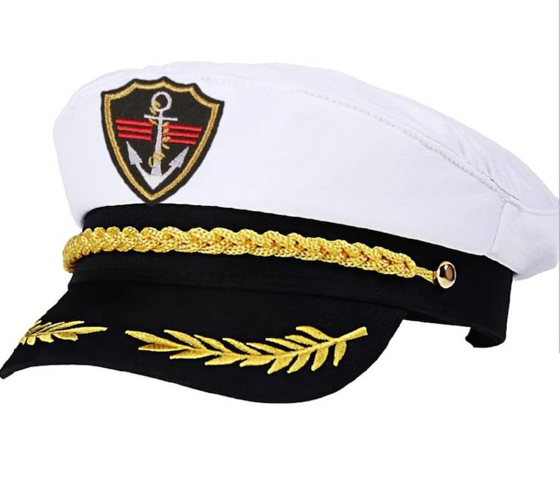 Cotton Yacht Boat Ship Sailor, Anchor Embroidered, Costume, halloween,Adjustable, Pool Party, Rave Attire,Bachelorette,Pridewhite or Black image 1