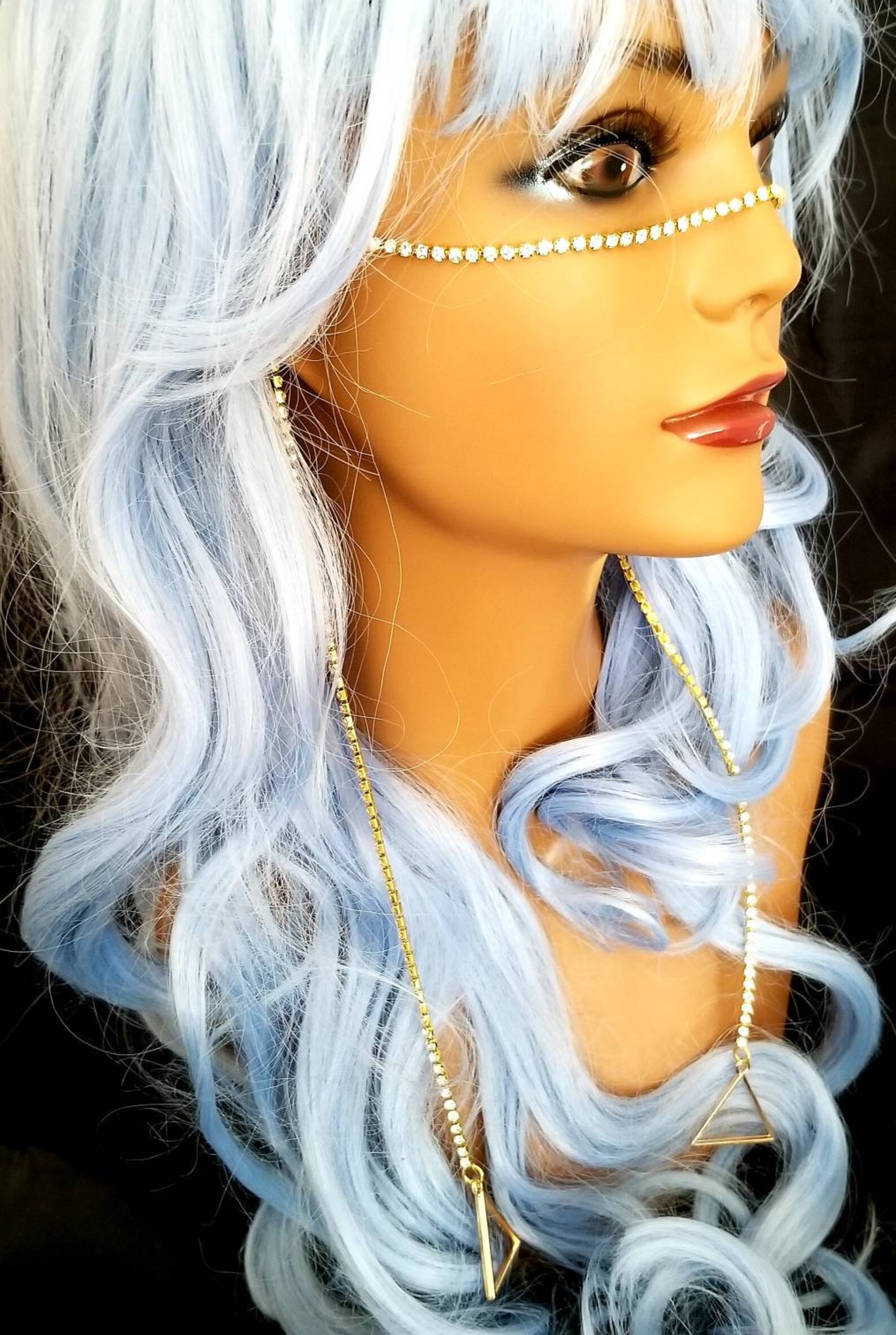 Sparkly Rhinestone Face Chain Jewelry Gold Face ChainBoho Etsy