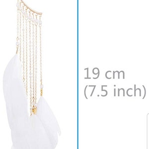 Pair of Ear Crawler Climber2 pieces Womens Tassel Feather Long, Ear Wrap Charm Cuff Earring Non Pierced Drop Dangle Earrings for Women WHITE