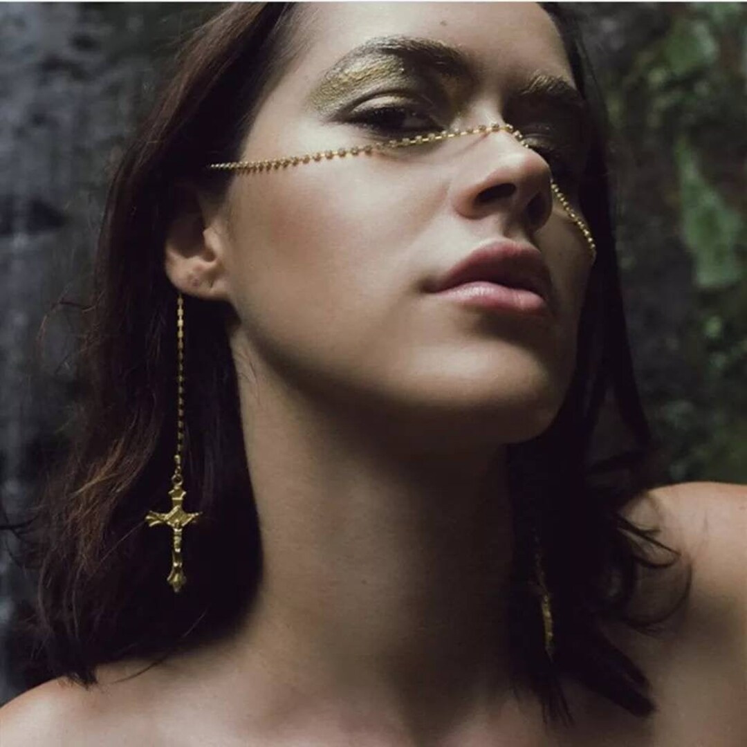 Sparkly Rhinestone Face Chain Jewelry, Gold Face Chain,boho Costume