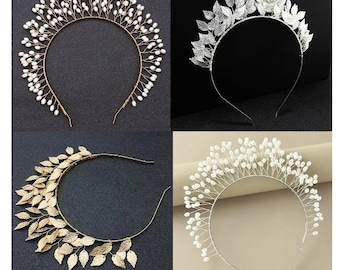 Serre-tête, feuille, bandeaux de perles pour femme, couronne de mariée, accessoire pour cheveux diadème, fête d'anniversaire, tenues de festival