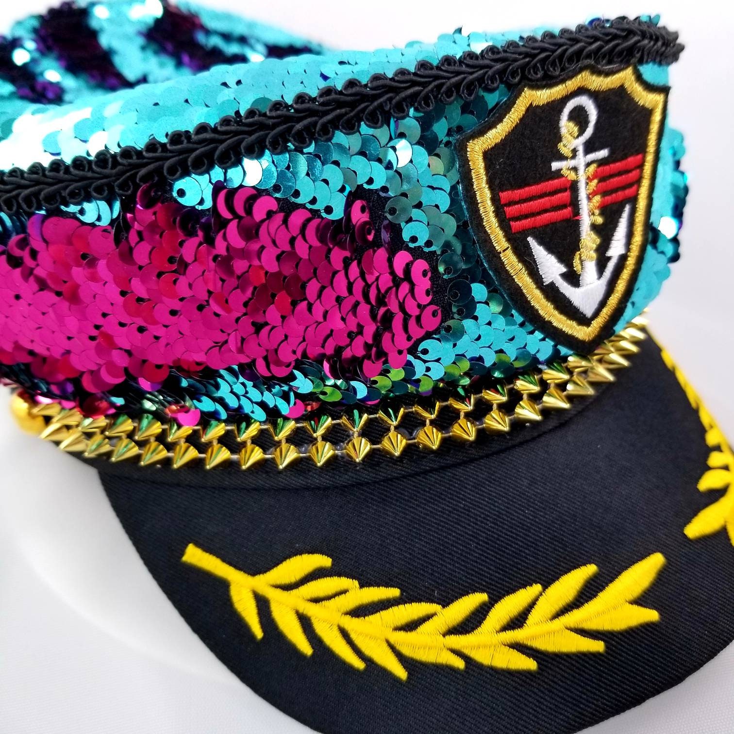 Fuschia Pink/turquoise Captain Hat 
