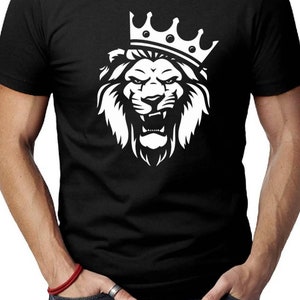 Lion with a Crown, T-shirt MEN,  (Black Color- White Logo)