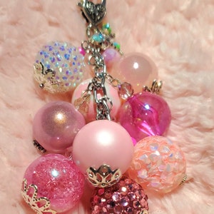 Gorgeous Chunky purse charm in various shades of pink,so sweet and pretty. Great gift,Mothers day,birthday,bridal party,Christmas.